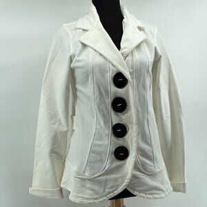 𝅺neon Buddha 100 % cotton blazer unique wood button detail career yoga comfort